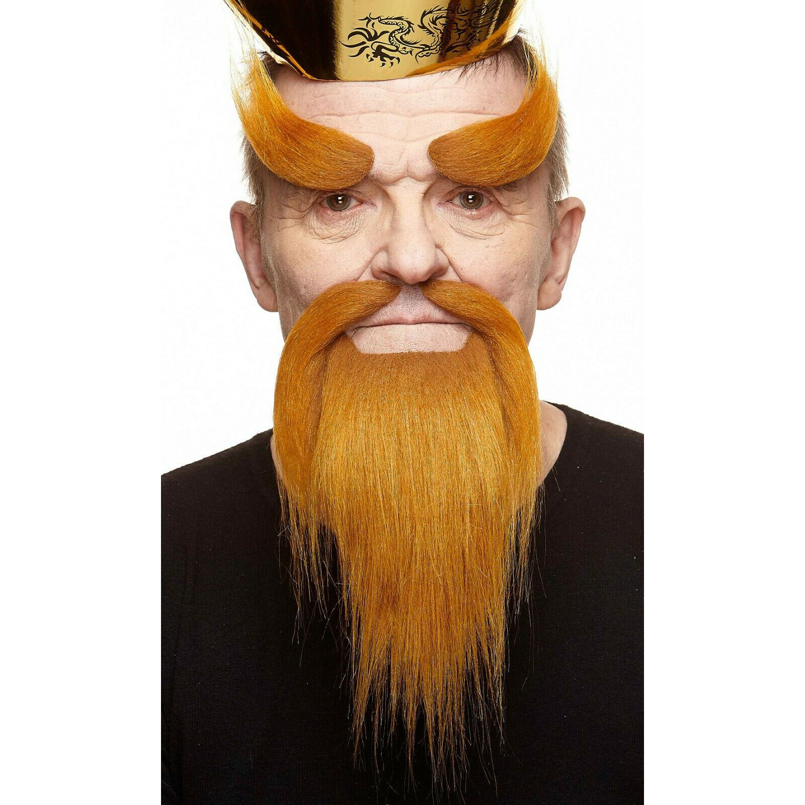 Set Baffi E Sopracciglia Giallo-arancio Autoadesivi - 4 Pezzi - Per Costume, Carnevale, Feste A Tema - Foto 6