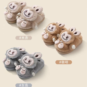 <span class=keywords><strong>Chaussons</strong></span> d'hiver pour enfants très vendus, pantoufles en peluche de lapin pour filles et pantoufles en polaire à dos fermé pour garçons - Product Image 2