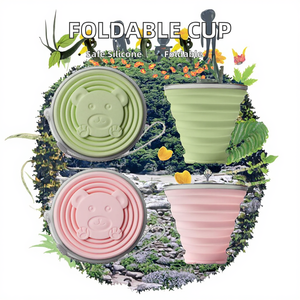 Tazza da viaggio pieghevole in <span class=keywords><strong>Silicone</strong></span> per uso alimentare in stile cartone animato portatile retrattile Anti-goccia pieghevole per collutorio - Product Image 3