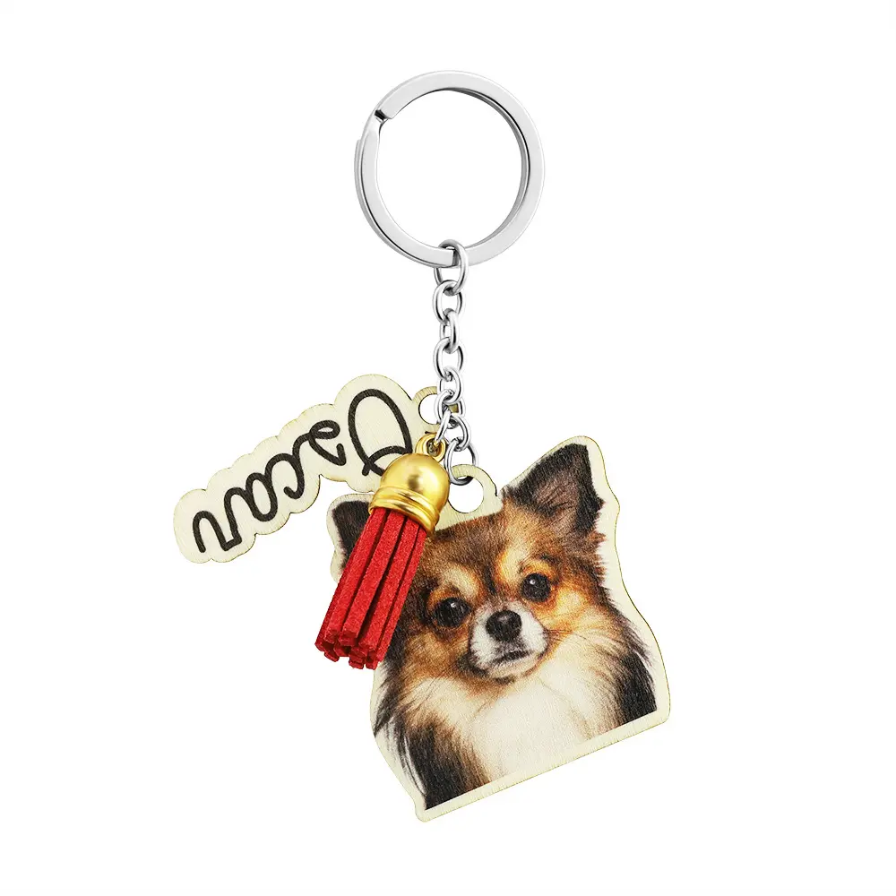 Winwinwin Oem sac pendentif accessoires gland UV imprimé numérique Animal bois personnalisé Photo porte-clés