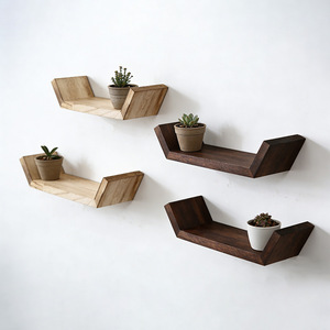 Étagère d'angle flottante en bois, support mural de rangement, étagère de présentation pour la décoration <span class=keywords><strong>murale</strong></span> du salon et de l'hôtel - Product Image 3