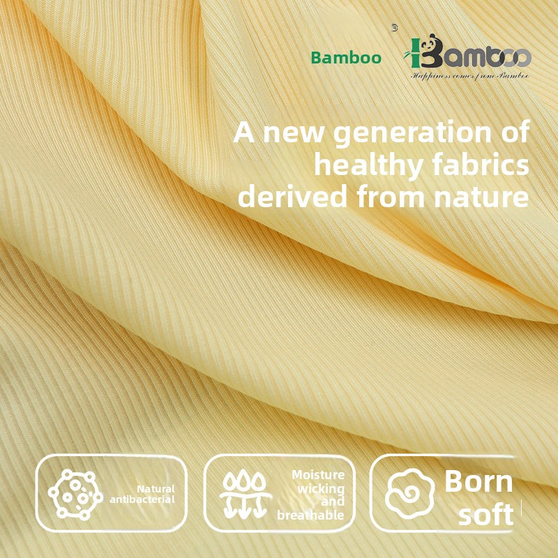 Tianzhu Original Bamboo Fiber 2x2 Rib Knitted Fabric Anti-Bacteria Spring Summer Children's Home Wear T-Shirt Bottoming