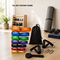 Juego de 7 Bandas de Resistencia con Anclaje para Puerta y Asas, Bandas de Ejercicio de Látex para Gimnasio en Casa, Entrenamiento de Fuerza, 5-230 LBS
