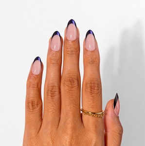 30 faux ongles en gel souple, forme amande, style œil de chat français, <span class=keywords><strong>violet</strong></span> <span class=keywords><strong>foncé</strong></span> brillant, luxe, à presser, couvrance totale - Product Image 3