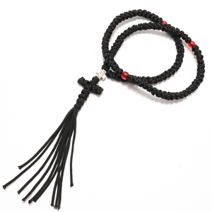 <span class=keywords><strong>Collana</strong></span> del <span class=keywords><strong>rosario</strong></span> con corda di preghiera ortodossa fatta a mano con 100 nodi monaci monastici per cristiani brojanica komboskini nappe - Product Image 3