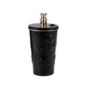 แก้วน้ำสแตนเลสสุญญากาศแบบพกพา ลายหมี พร้อมหลอดดูด - Product Image 4