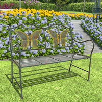Vente en gros de meubles de jardin décoratifs pour la maison, banc de patio en métal au design papillon vintage