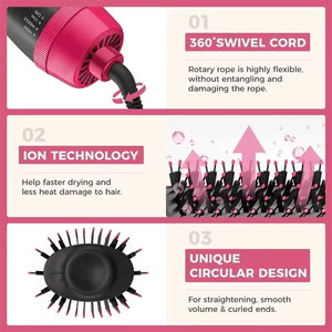 Brosse à air chaud 4-en-1 : Peigne chauffant multi-usages pour lissage et coiffage des cheveux, idéal pour cheveux raides et bouclés, séchage professionnel rapide - Product Image 3