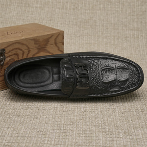 Mocasines de Piel con Estampado de Cocodrilo para Hombre, con Punta Redonda, Suela de Goma Ligera, Zapatos Casuales para Conducir - Product Image 3