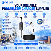 Chargeur EV portable OLINK 3,5 kW/7 kW 16 A/32 A IP54 avec contrôle par application pour la recharge à domicile et au garage, support direct usine, logo ODM