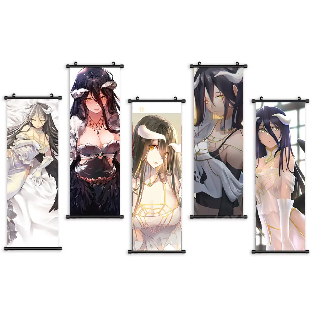 High Quality Overlord Anime Poster Scroll Manga Albedo Wanted Painting Hanging Picture Wall Paper Posters Home