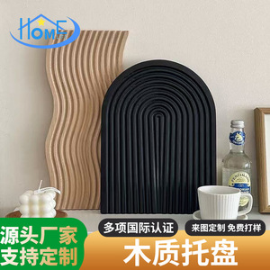 Solid Wood <b>Tray</b> Irregular Shape Textured Finish Handmade Multifunction <b>Storage</b> <b>Tray</b> For Aromatherapy Tea Coffee Display - Product Image 4