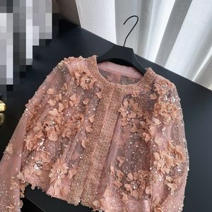 Giacca Corta e Sottile da Donna di Lusso Leggero con Perline e Ricami Floreali, <span class=keywords><strong>Top</strong></span> di Alta Gamma per Donna - Product Image 4