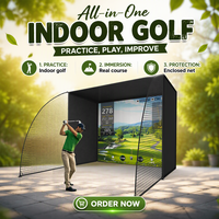 Enceinte de simulateur de golf 10'x8'x5' avec écran d'impact 4K (projecteur non inclus) et filets latéraux de protection à 6 brins pour garage intérieur