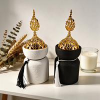 Brûleur d'encens en céramique blanche avec pompon, brûleur d'encens traditionnel, style chinois et arabe, objet décoratif pour la maison, culture artistique