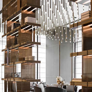 Lustre de luxe moderne avec grand escalier en colimaçon duplex personnalisé pour hall d'hôtel et villas - Product Image 4