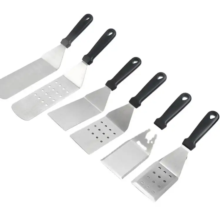 3 Size Barbecue Wood Handle Stainless Steel Metal Spatula Burger Turner Spatula Metal Home Camping Party Steak Spatula