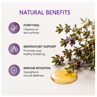Huile essentielle de thym pure et naturelle ; antivirale et stimulante du système immunitaire ; adaptée aux diffuseurs d'aromathérapie.
