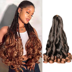 Capelli per Treccine French Curl 24 Pollici 150g, Ondulati e Voluminosi, Capelli Ricci Yaki per Extension Crochet per Donne di Colore - Product Image 1