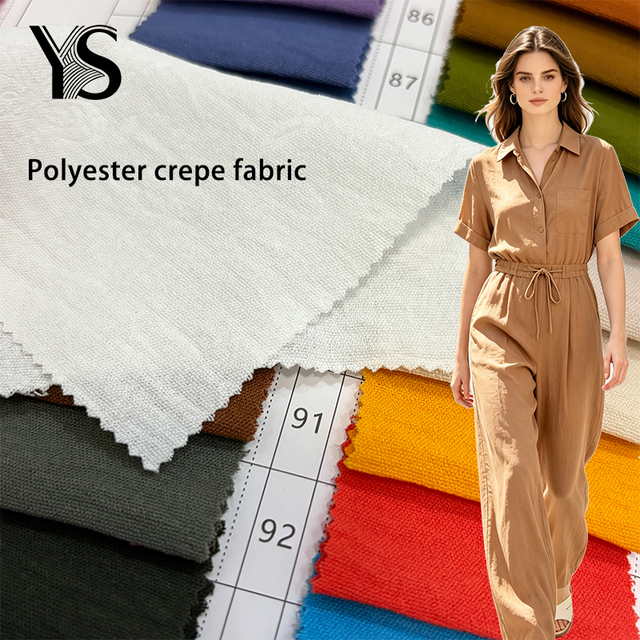 High-quality Polyester Fabric Roll Plain 160gsm Wrinkle Texture Crinkle Fabric for Shirts Dresses Casual Garments