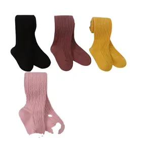 Enfants Enfants Fille Collants Bébé Toddler Designer Bas Câble Solide Chaud Coton Bébé Collants Et Chaussettes