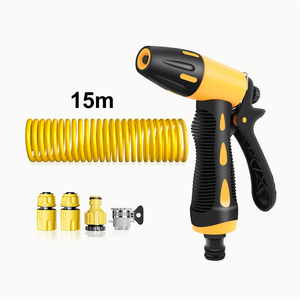 Pistola de agua de lavado de coches de plástico ajustable de 10/15/20m con boquilla de manguera de jardín de alta presión pistola de lavado de tubo de resorte de pulverización - Product Image 3