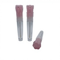 Vente directe d'usine, tube vide pour gloss à lèvres en plastique, 6 ml, forme de fleur rose dégradée, emballage cosmétique, estampage à chaud