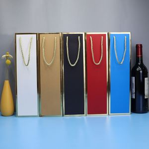 Kraft Paper Wine Gift <b>Bag</b> with Handles, Custom Logo Printed Bottle Paper <b>Bag</b> for Christmas Wine and Promotional Packaging - Product Image 2