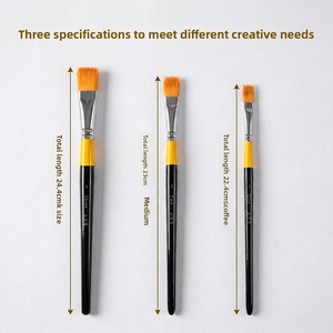 Ensemble de pinceaux plats professionnels à poils en nylon pour aquarelle et <span class=keywords><strong>peinture</strong></span> à l'huile, application épaisse et uniforme, sans perte de poils, grandes, moyennes et petites tailles - Product Image 2