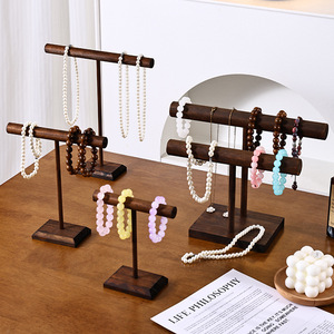 Jewelry Organizer Stand Wooden <b>T</b>-<b>Bar</b> Necklace Rack Bracelet Holder Display Selling Bangle - Product Image 1