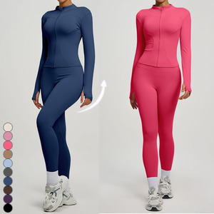 Conjuntos de <span class=keywords><strong>Ropa</strong></span> Deportiva para <span class=keywords><strong>Mujer</strong></span> Talla Grande 3XL, Chaquetas Ajustadas, Leggings Ajustados, Pantalones Deportivos con Control de Abdomen, Conjuntos de Yoga para <span class=keywords><strong>Mujer</strong></span> - Product Image 1