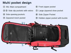 Tùy chỉnh thiết kế cán Xe đẩy Túi hành lý 85L bánh Duffel Túi du lịch với ba lô Dây đai và xử lý - Product Image 4