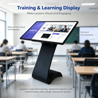 Kiosque d'information tactile de 50 pouces, base en forme de S, système d'exploitation Windows, adapté à divers lieux publics