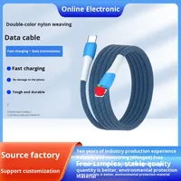 Pd27W/65W kabel Data pengisi daya, kepang cepat jaket nilon 3A untuk ponsel Apple dan Android 5V3A kabel pengisian cepat