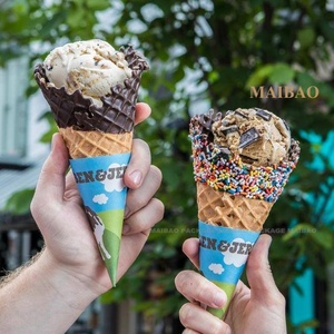 Precio de fábrica Desechable Logotipo personalizado Envoltura de helado Papel Cono de helado Funda de papel Cono de papel - Product Image 6