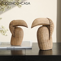 Figurine de toucan en résine style rotin antique, texture tressée à la main, ornement d'oiseau en forme de pot pour la décoration intérieure et les cadeaux