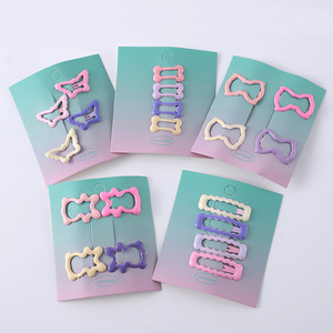 Ensemble de pinces à cheveux roses pour filles, pinces BB en alliage, design de dessin animé, pour femmes, cadeau, accessoire de coiffure, printemps 2024, origine Yiwu - Product Image 1