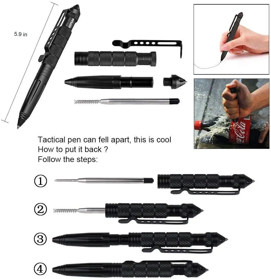 Multi-Functional Alloy Tactical Pens For Self Defense outdoor survival pen