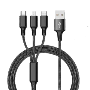 Kabel Data pengisian daya cepat, kabel Data mikro USB-C, kepang nilon dan kabel ponsel aluminium Aloi 1M/2M/3M