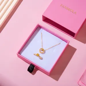 Échantillon gratuit de Lionwrapack Boîte à bijoux avec logo personnalisé: tiroir écologique pour bijoux, collier, bague, emballage cadeau