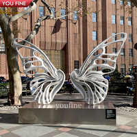 Sculpture de banc papillon en acier inoxydable pour jardin extérieur