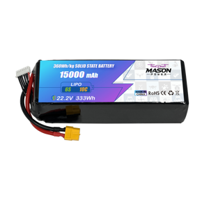 Échantillons disponibles Batterie à semi-conducteurs 6S1P 15000mAh 10C 22.2V 333Wh Légère Longue autonomie pour drones de cartographie et de recherche MAS-SSB - Product Image 1