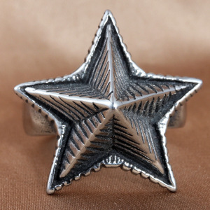 Anillo de Estrella para Hombre, Plata Tibetana, Diseño Geométrico de Cinco Puntas, Joyería de Uso Diario 213043 - Product Image 1