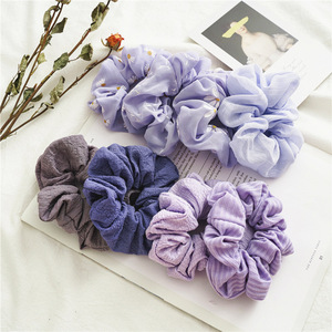 New Korean <strong>Hair</strong> Accessories Purple <strong>Flower</strong> Printed Elastic <strong>Hair</strong> <strong>Band</strong> <strong>Hair</strong> Ties Soft Fabric Scrunchies for Women - Product Image 2