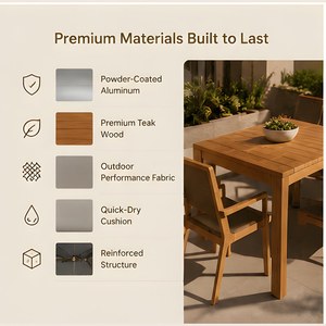 Set di Mobili da Esterno con Tavolo e Sedie, Sedie da Pranzo in Teak per Esterni, Arredamento da Giardino e Patio - Product Image 3