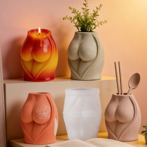 Moules en silicone pour bougies de <span class=keywords><strong>fesses</strong></span> YS, boîtes de rangement en plâtre, moules de coulée, fournitures de bricolage pour la fabrication de pots de fleurs en béton - Product Image 1