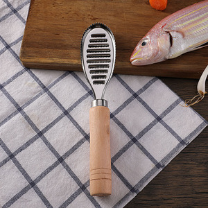 Double-Sided Stainless Steel Fish Scale Remover With Wood Handle Heavy Duty Commercial Fish Scaler Tool - Product Image 2