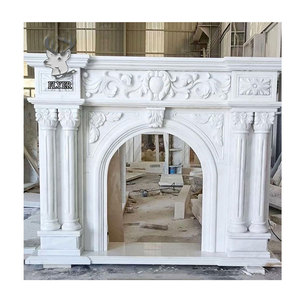 Chimenea de mármol tallada <span class=keywords><strong>a</strong></span> mano para el hogar, estatua de piedra Natural, manto de chimenea de mármol para interior - Product Image 1