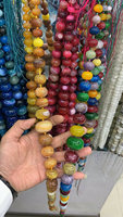 Perles d'agate douce, perles d'agate ovale à rayures de petite à grande taille, pierre ample d'agate
