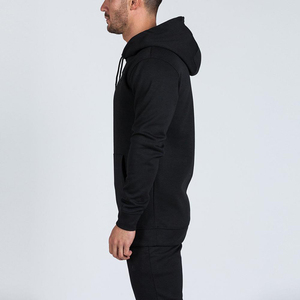 Sweats à capuche unis vierges pour hommes Sweats à capuche en coton polaire <span class=keywords><strong>noir</strong></span> pour hommes - Product Image 3